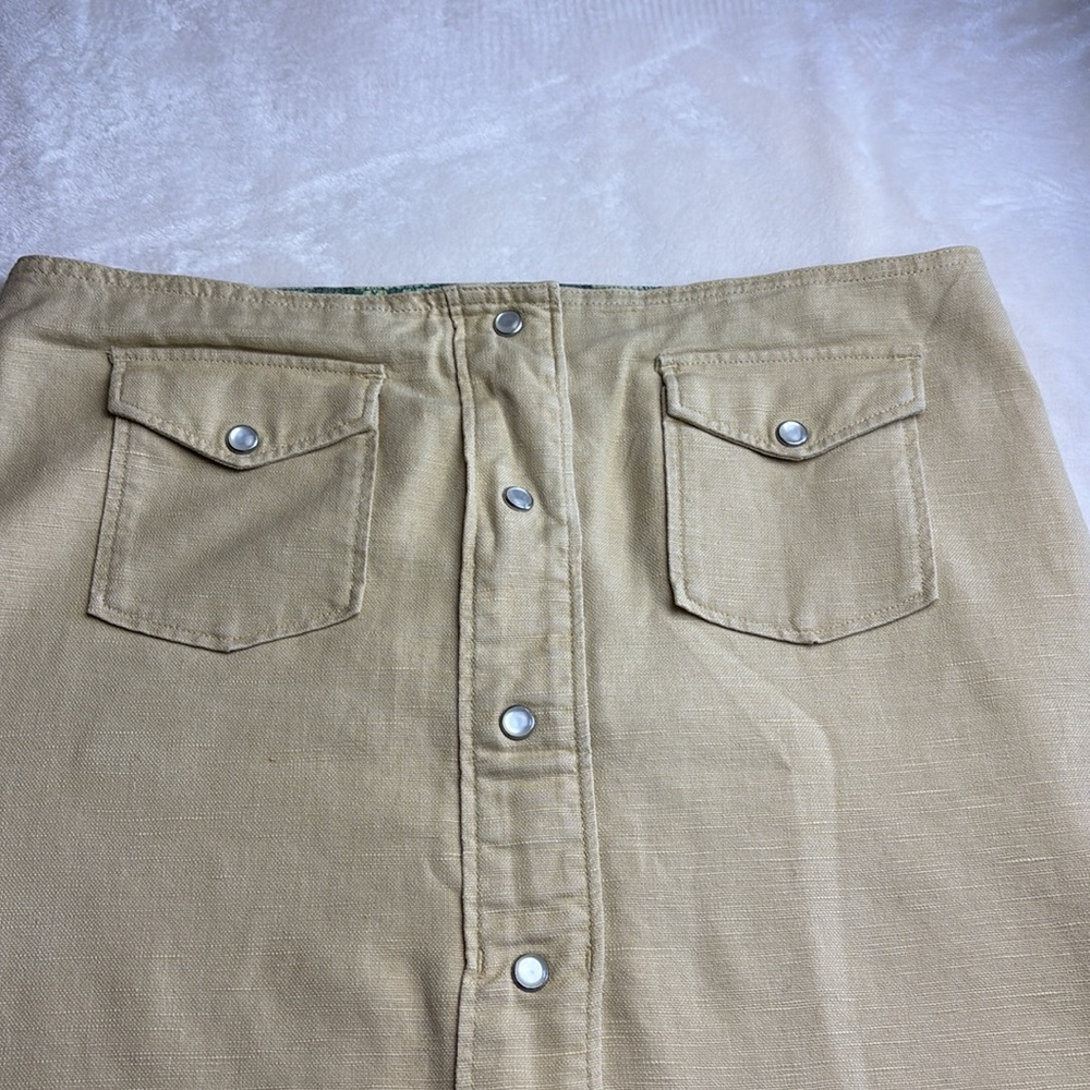 Women's HORNY TOAD Gold Linen/Cotton Pearl Snap Mini Skirt - Sassy - Size 4 - Picture 5 of 9